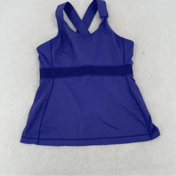 LULULEMON Women’s Athletic Tank Top Crisscross strap back with mesh purple sz 10 - Picture 1 of 10
